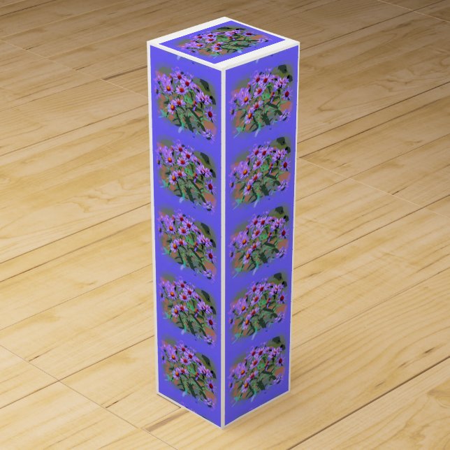 purple asters wine gift box (Front)