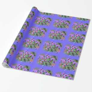 purple asters wrapping paper