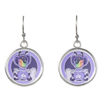 Purple Astral Cat Space Alien Earrings by colourfuldesigns at Zazzle