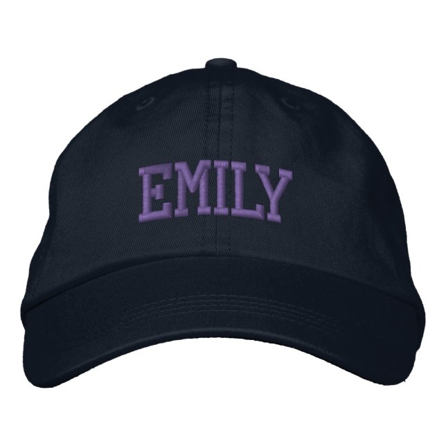 Purple Athletic Block Monogram Custom Name Embroidered Baseball Cap (Front)