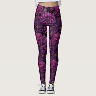 Purple Athletic Dahlias Aesthetic Mothers Day Idea Leggings