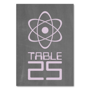 Purple Atomic Chalkboard Table Card