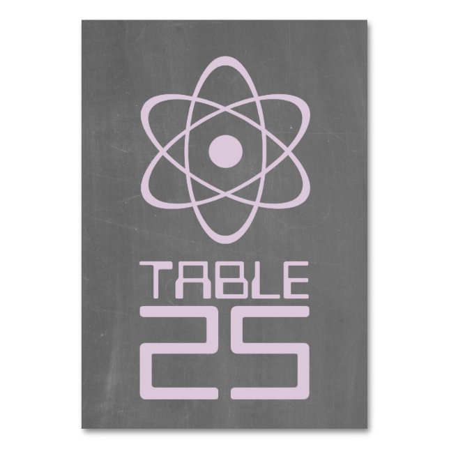Purple Atomic Chalkboard Table Card (Front)
