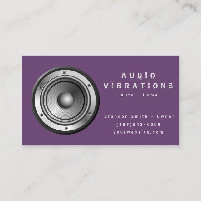 Purple Audio Stereo Installation Business Card (Front)
