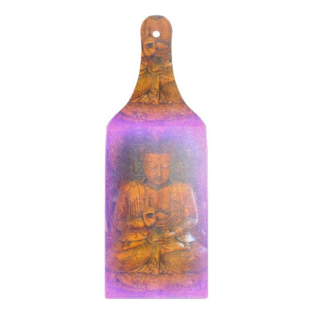 purple aura buddha glass cutting board (Front)
