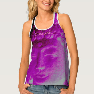 Purple aura buddha head tank top