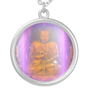 purple aura buddha necklace