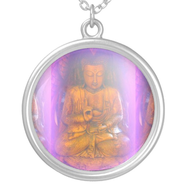 purple aura buddha necklace (Front)