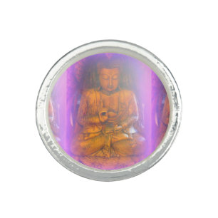 purple aura buddha round ring