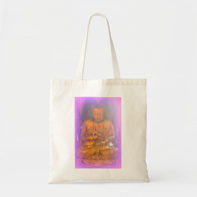 purple aura buddha tote bag (Front)