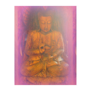 purple aura buddha wood canvas