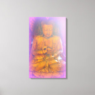 purple aura buddha wrapped canvas print