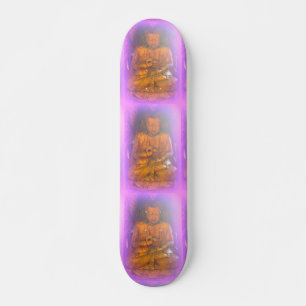 purple aura buddhas skateboard deck
