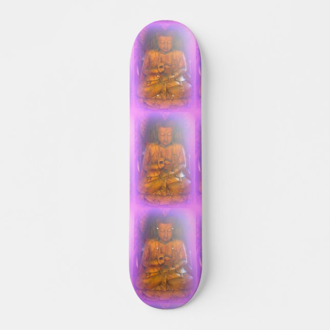 purple aura buddhas skateboard deck (Front)