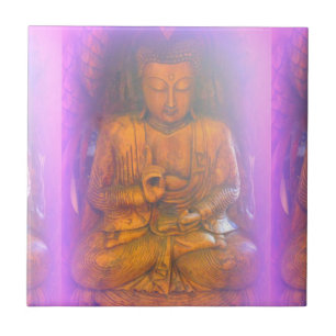 purple aura sitting buddha tile