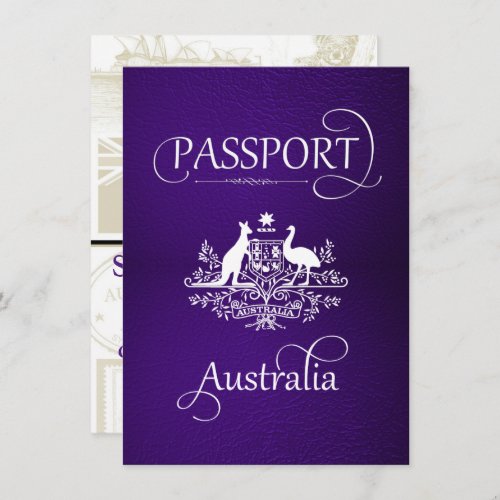 Purple Australia Passport Save the Date Card
