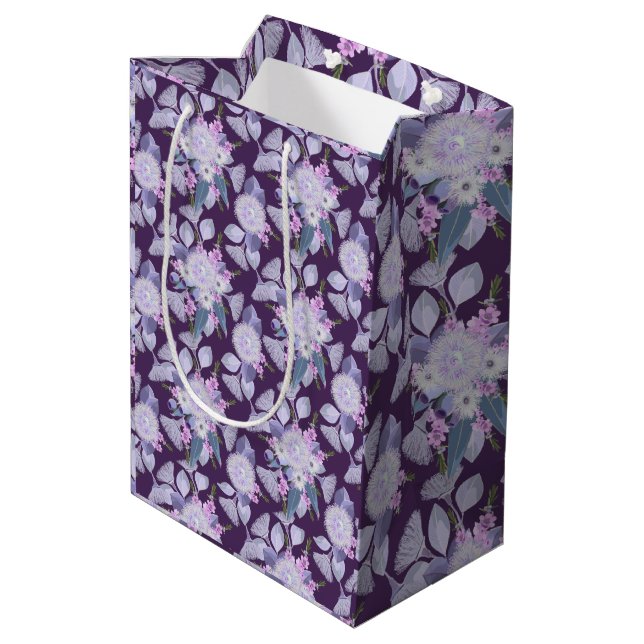 Purple Australian Wildflowers Gift Bag (Back Angled)