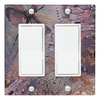 Purple Autumn Dragonfly Double Rocker Light Switch Cover