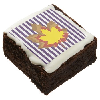 Purple Autumnal Stripes With Leaves Chocolate Brownie by SunshineDazzle at Zazzle