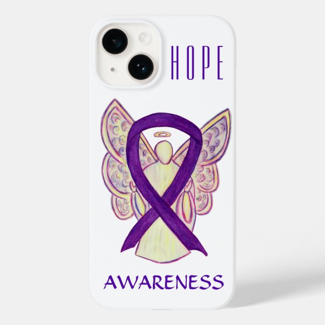 Purple Awareness Angel Ribbon Custom iPhone Case (Back)