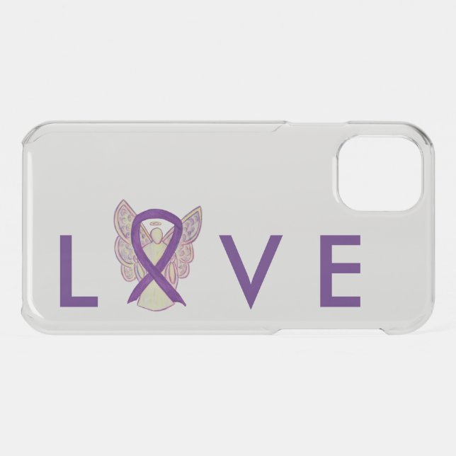 Purple Awareness Angel Ribbon Custom iPhone Case (Back (Horizontal))