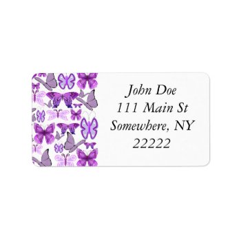 Purple Awareness Butterflies Label by FunWithFibro at Zazzle