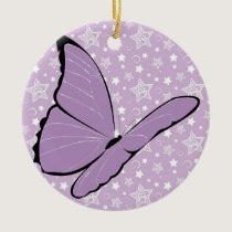Purple Awareness Butterfly Ceramic Ornament