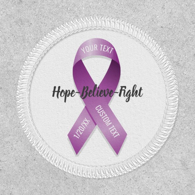 Purple Awareness Ribbon Add Your Custom Text Patch (Front)