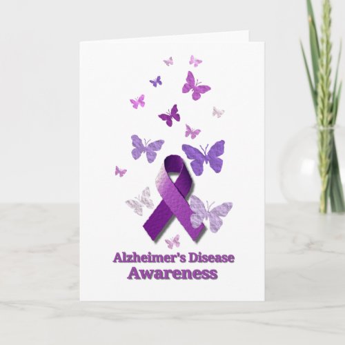 Purple Awareness Ribbon Alzheimers Disease Card