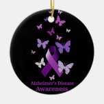 Purple Awareness Ribbon: Alzheimer's Disease Ceramic Ornament