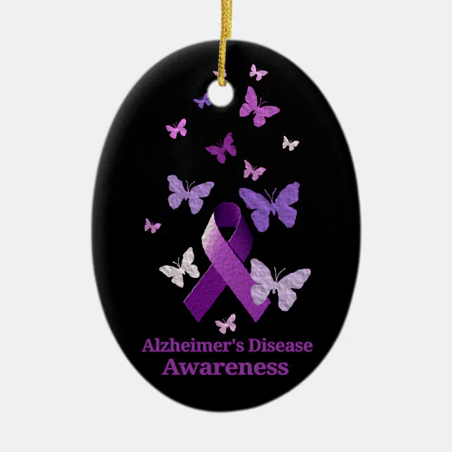 Purple Awareness Ribbon: Alzheimer's Disease Ceramic Ornament | Zazzle