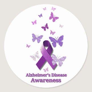 Purple Awareness Ribbon: Alzheimer's Disease Classic Round Sticker