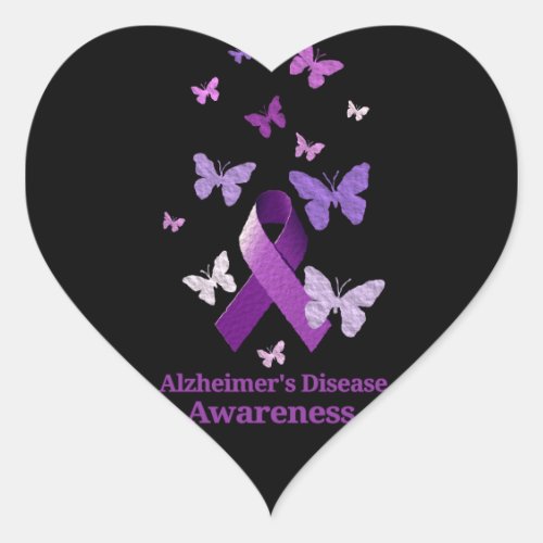 Purple Awareness Ribbon Alzheimers Disease Heart Sticker