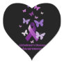 Purple Awareness Ribbon: Alzheimer's Disease Heart Sticker