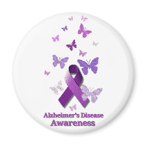 Purple Awareness Ribbon: Alzheimer's Disease Magnet