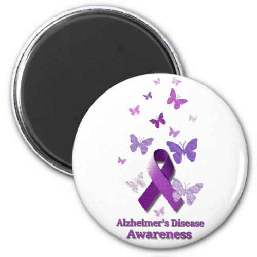 Purple Awareness Ribbon Alzheimers Disease Magnet
