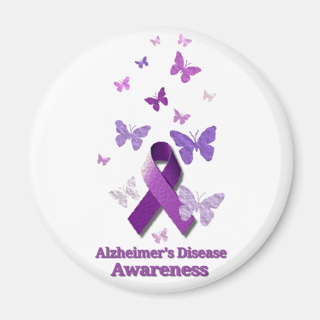 Purple Awareness Ribbon: Alzheimer's Disease Magnet (Front)
