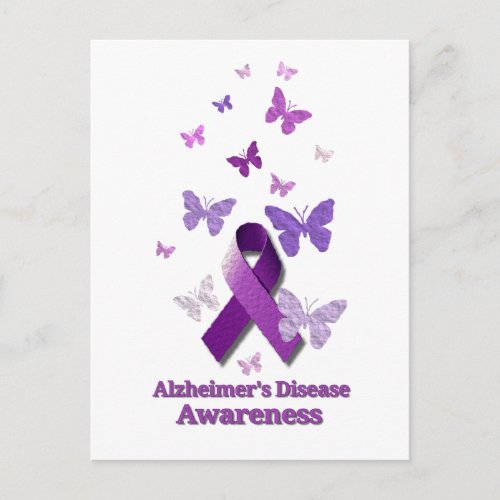 Purple Awareness Ribbon Alzheimers Disease Postcard