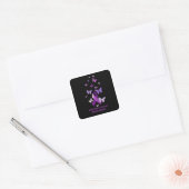 Purple Awareness Ribbon: Alzheimer's Disease Square Sticker (Envelope)