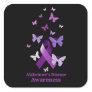 Purple Awareness Ribbon: Alzheimer's Disease Square Sticker