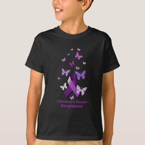 Purple Awareness Ribbon Alzheimers Disease T_Shirt