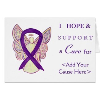 Purple Awareness Ribbon Angel Art Greeting Cards