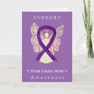 Purple Awareness Ribbon Angel Customized Card