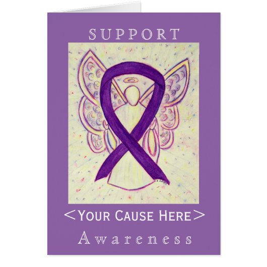 Purple Awareness Ribbon Angel Customized Card (Front)