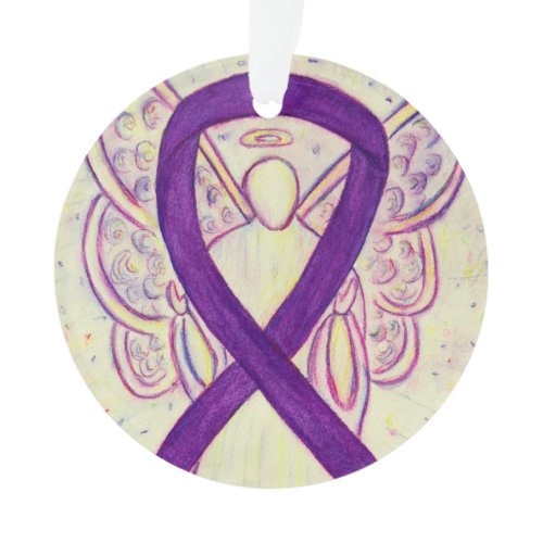 Purple Awareness Ribbon Angel Customized Ornaments
