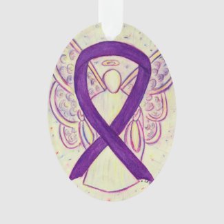 Purple Awareness Ribbon Angel Ornament Pendant