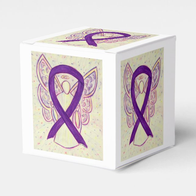Purple Awareness Ribbon Angel Party Favor Box (Front Side)