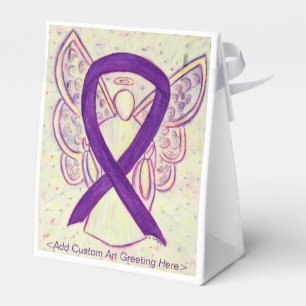 Purple Awareness Ribbon Angel Party Favor Boxes