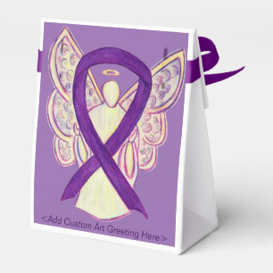 Purple Awareness Ribbon Angel Party Favor Boxes