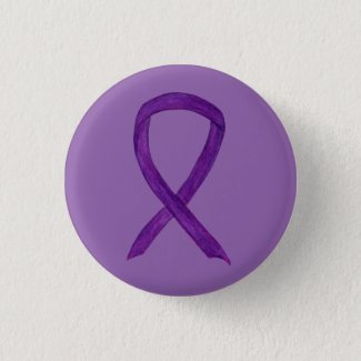 Purple Awareness Ribbon Art Custom Pendant Buttons